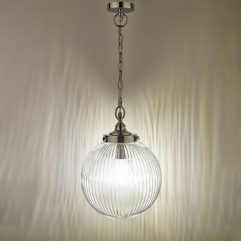 Dar Lighting Tamara Bathroom Ceiling Light Polished Chrome and Ribbed Glass IP44 • TAM0150-IP44