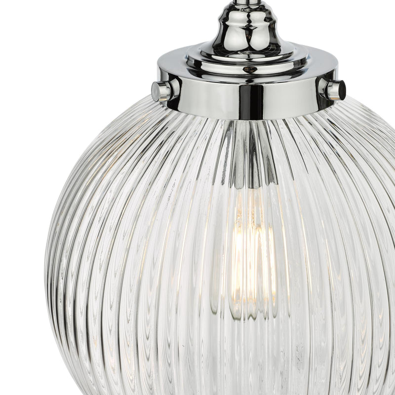Dar Lighting Tamara Bathroom Ceiling Light Polished Chrome and Ribbed Glass IP44 • TAM0150-IP44