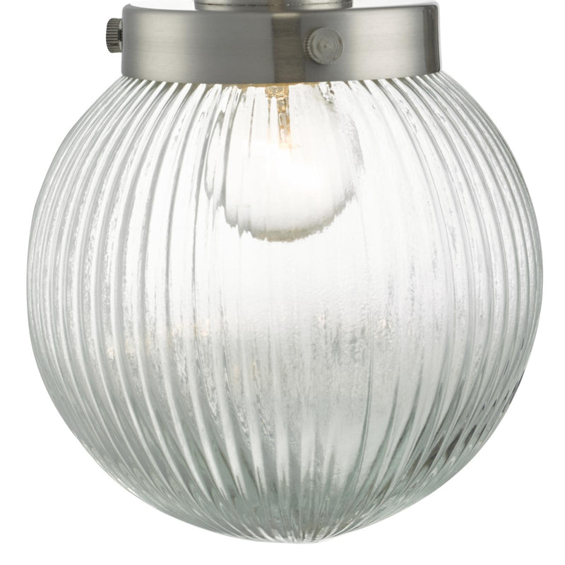 Dar Lighting Tamara Wall Light Satin Nickel Ribbed Glass • TAM0738