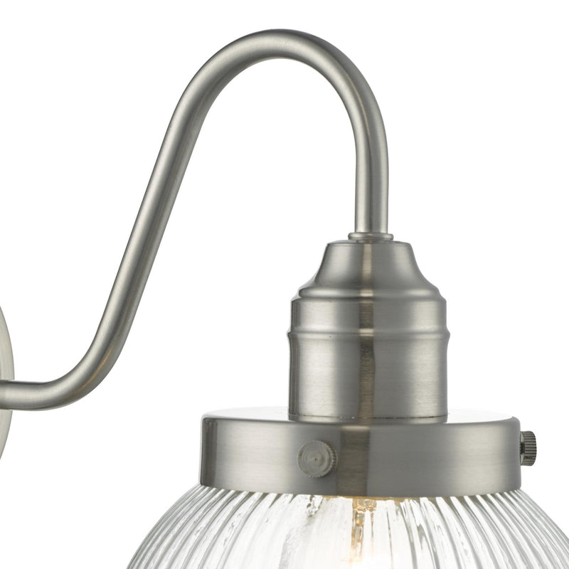 Dar Lighting Tamara Wall Light Satin Nickel Ribbed Glass • TAM0738