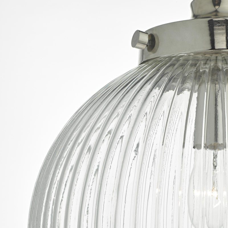 Dar Lighting Tamara Wall Light Satin Nickel Ribbed Glass • TAM0738