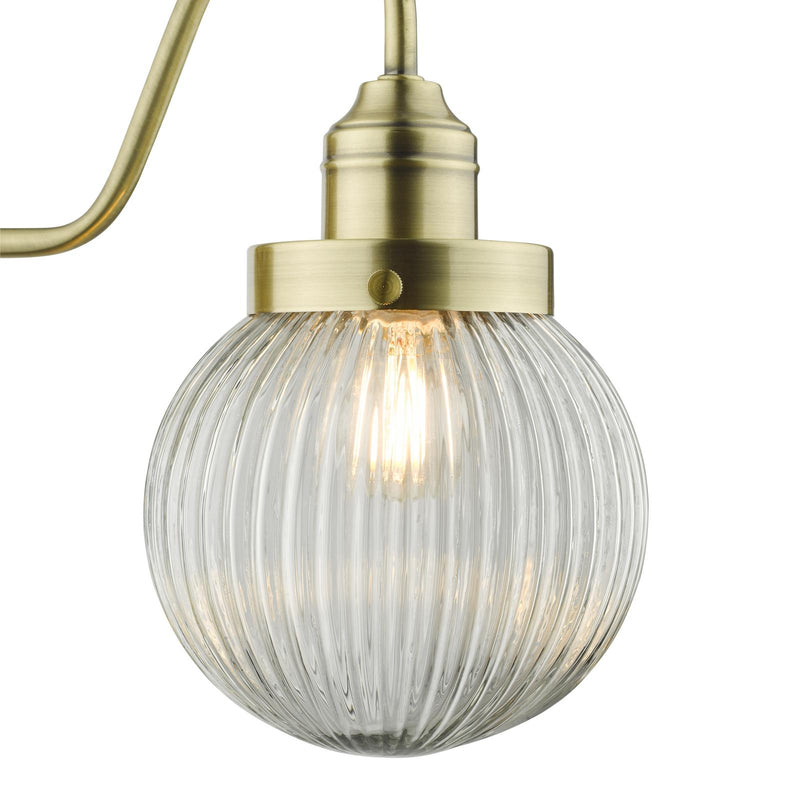 Dar Lighting Tamara Wall Light Antique Brass Ribbed Glass • TAM0775