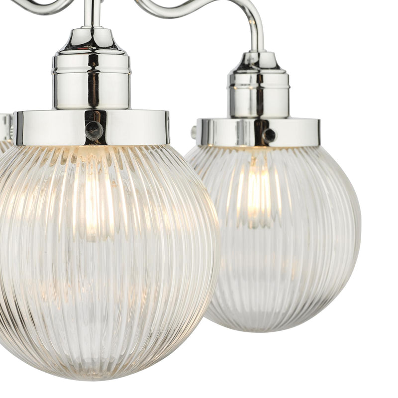 Dar Lighting Tamara 3 Light Bathroom Semi Flush Polished Chrome Ribbed Glass IP44  • TAM5350-IP44