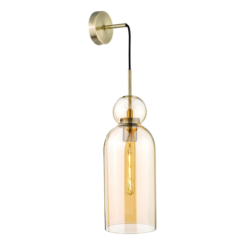 Dar Lighting Tao Pendant Brushed Bronze and Amber Glass • TAO0106