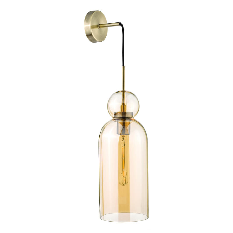 Dar Lighting Tao Pendant Brushed Bronze and Amber Glass • TAO0106