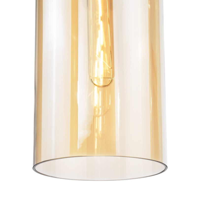 Dar Lighting Tao Pendant Brushed Bronze and Amber Glass • TAO0106