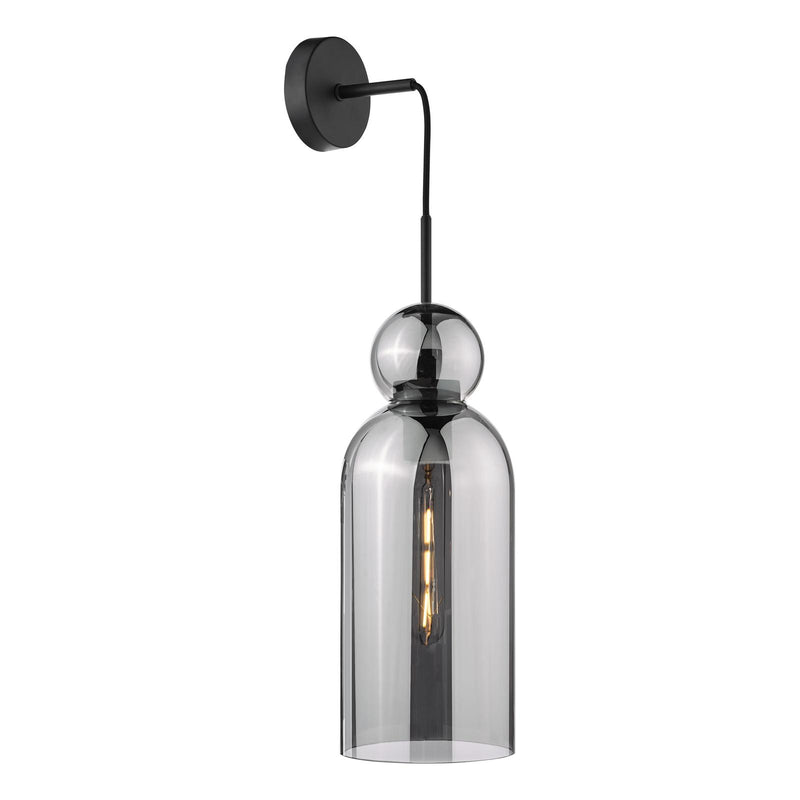 Dar Lighting Tao Pendant Matt Black and Smoked Glass • TAO0110