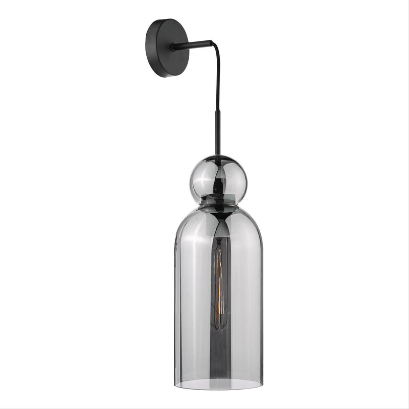 Dar Lighting Tao Pendant Matt Black and Smoked Glass • TAO0110