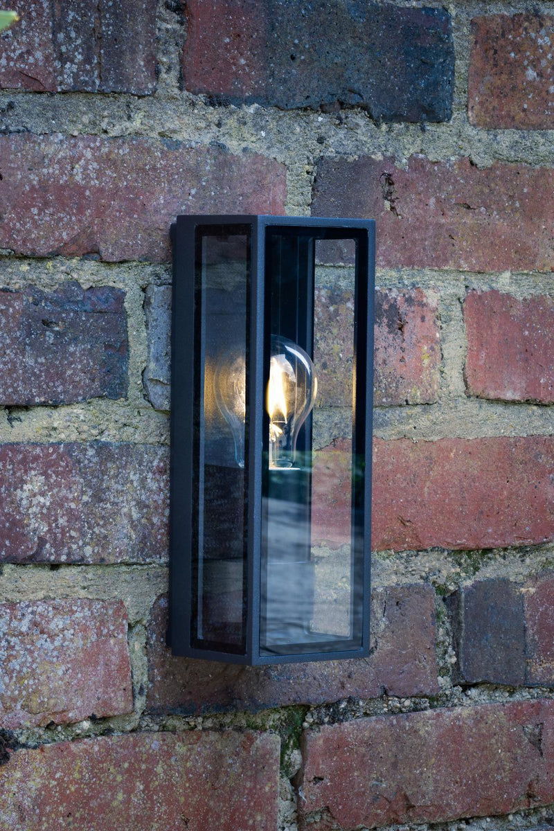 Dar Lighting Taryn Outdoor Wall Light Matt Grey Glass IP65 • TAR1639