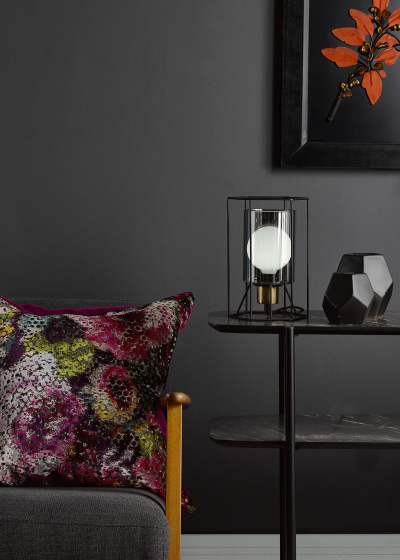 Dar Lighting Tatum Table Lamp Matt Black and Smoked Glass • TAT4222