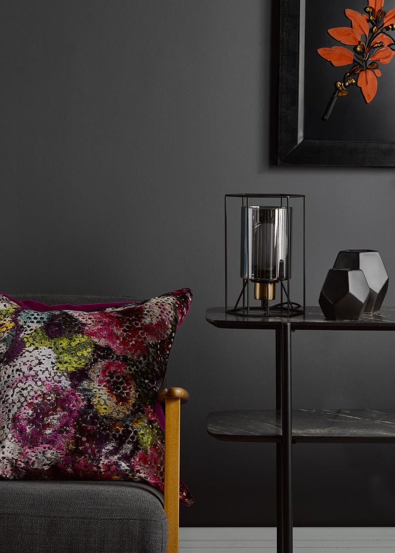 Dar Lighting Tatum Table Lamp Matt Black and Smoked Glass • TAT4222
