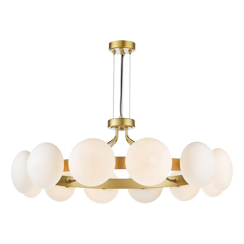 Dar Lighting Tauri 12 Light Pendant Matt Gold and Opal Glass • TAU1235