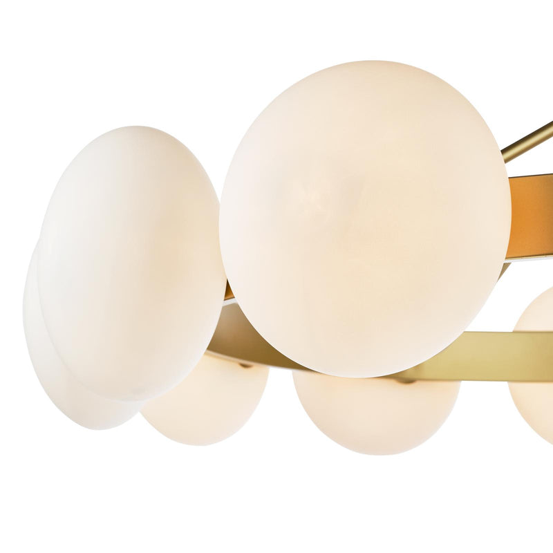 Dar Lighting Tauri 12 Light Pendant Matt Gold and Opal Glass • TAU1235