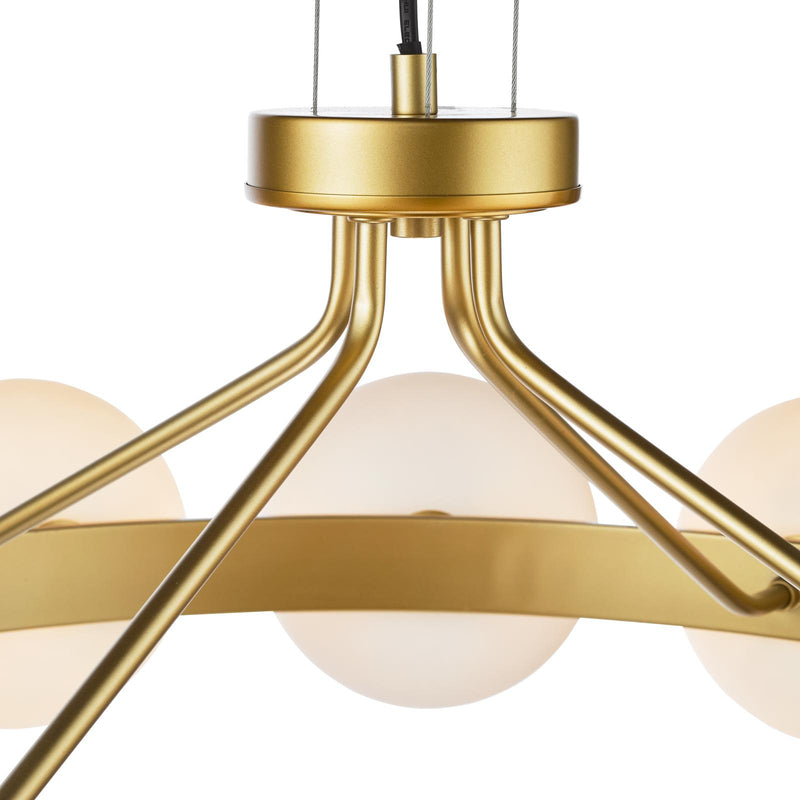 Dar Lighting Tauri 12 Light Pendant Matt Gold and Opal Glass • TAU1235
