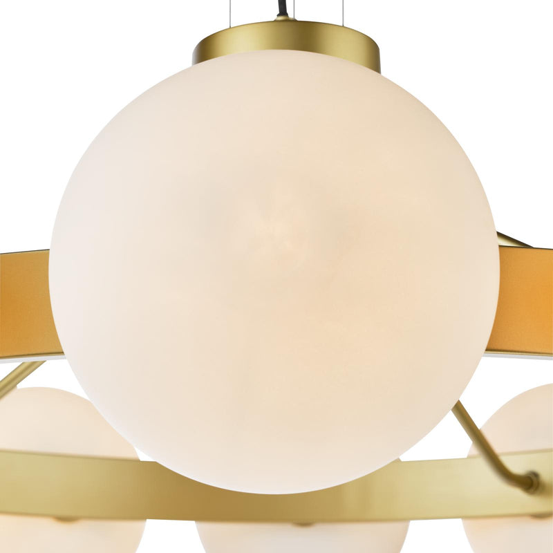 Dar Lighting Tauri 12 Light Pendant Matt Gold and Opal Glass • TAU1235