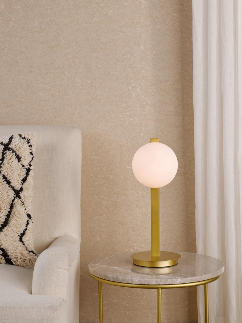 Dar Lighting Tauri Table Lamp Matt Gold and Opal Glass • TAU4235