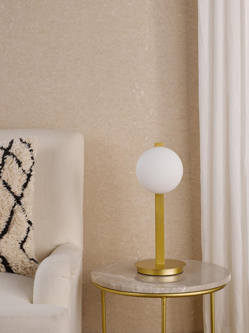 Dar Lighting Tauri Table Lamp Matt Gold and Opal Glass • TAU4235