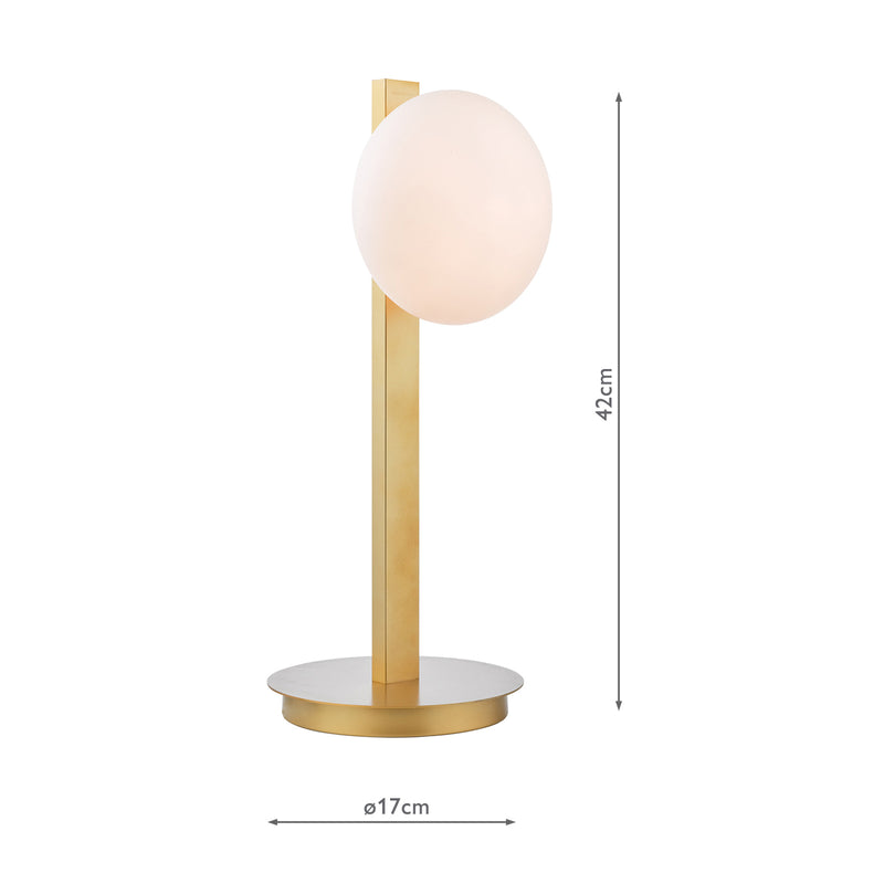 Dar Lighting Tauri Table Lamp Matt Gold and Opal Glass • TAU4235