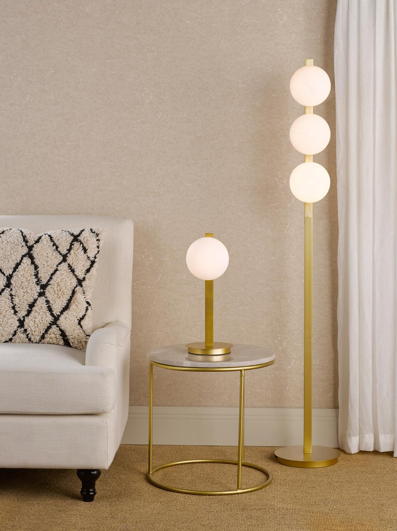 Dar Lighting Tauri Table Lamp Matt Gold and Opal Glass • TAU4235
