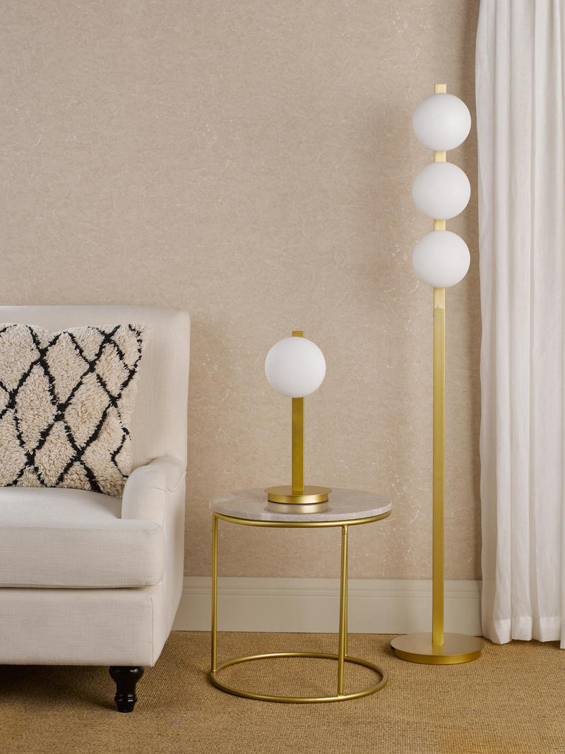 Dar Lighting Tauri Table Lamp Matt Gold and Opal Glass • TAU4235
