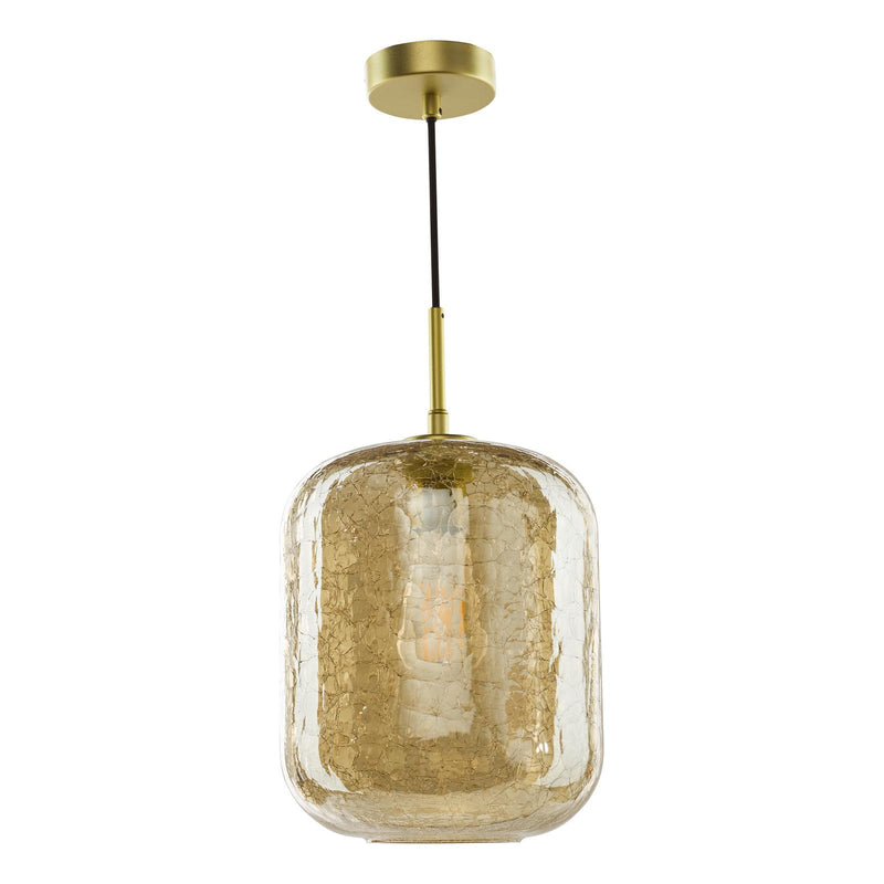 Dar Lighting Tavia Pendant Satin Gold and Amber Glass • TAV0106