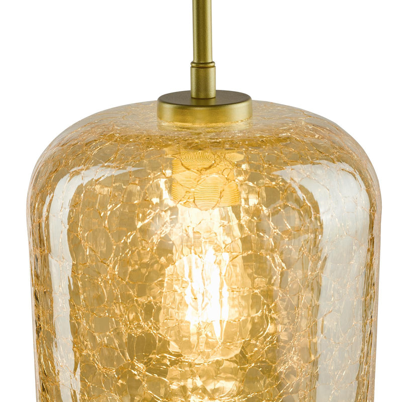 Dar Lighting Tavia Pendant Satin Gold and Amber Glass • TAV0106