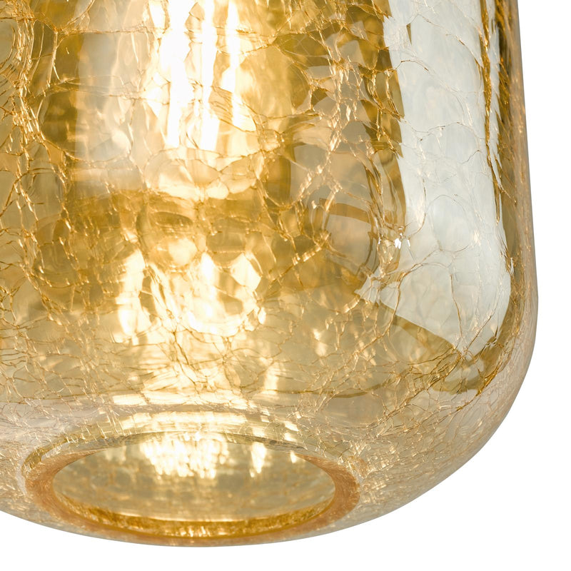 Dar Lighting Tavia Pendant Satin Gold and Amber Glass • TAV0106