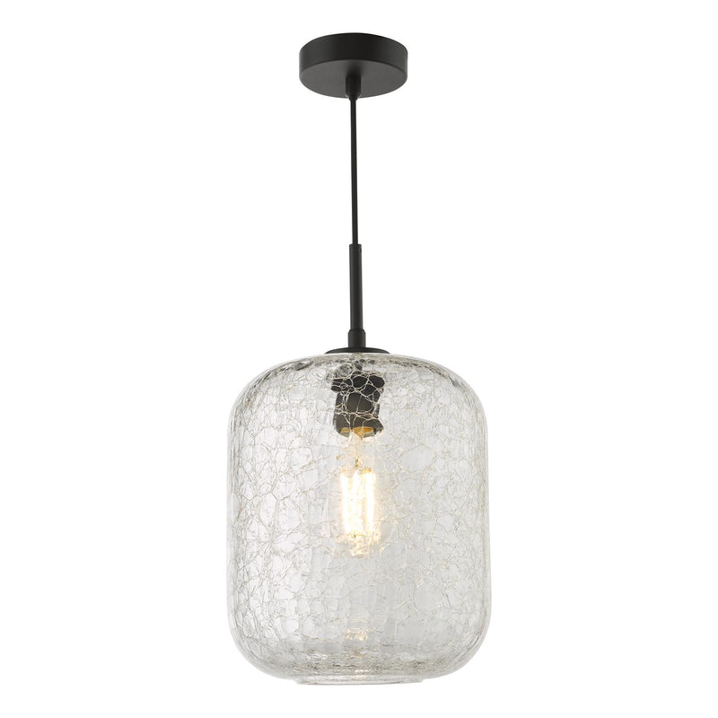 Dar Lighting Tavia Pendant Matt Black and Glass • TAV0108