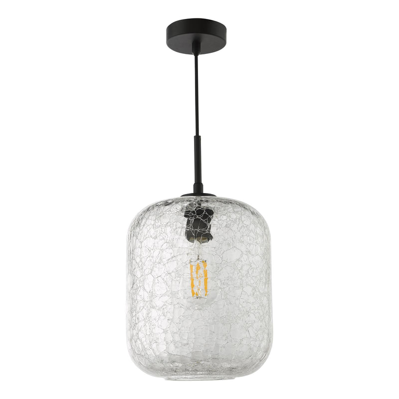 Dar Lighting Tavia Pendant Matt Black and Glass • TAV0108