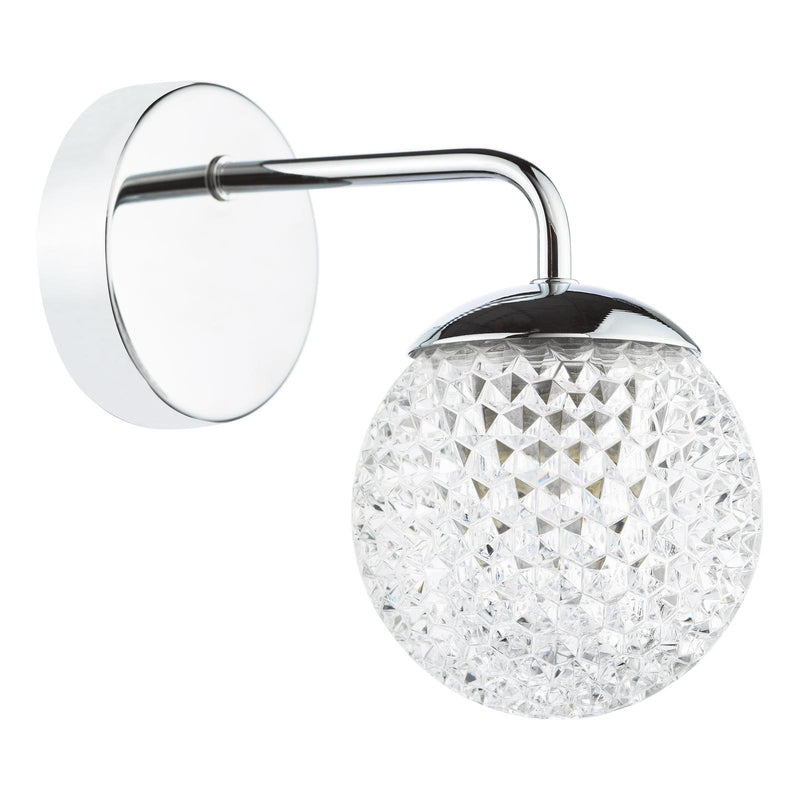Dar Lighting Teva Wall Light Polished Chrome and Faceted Acrylic IP44 • TEV0750