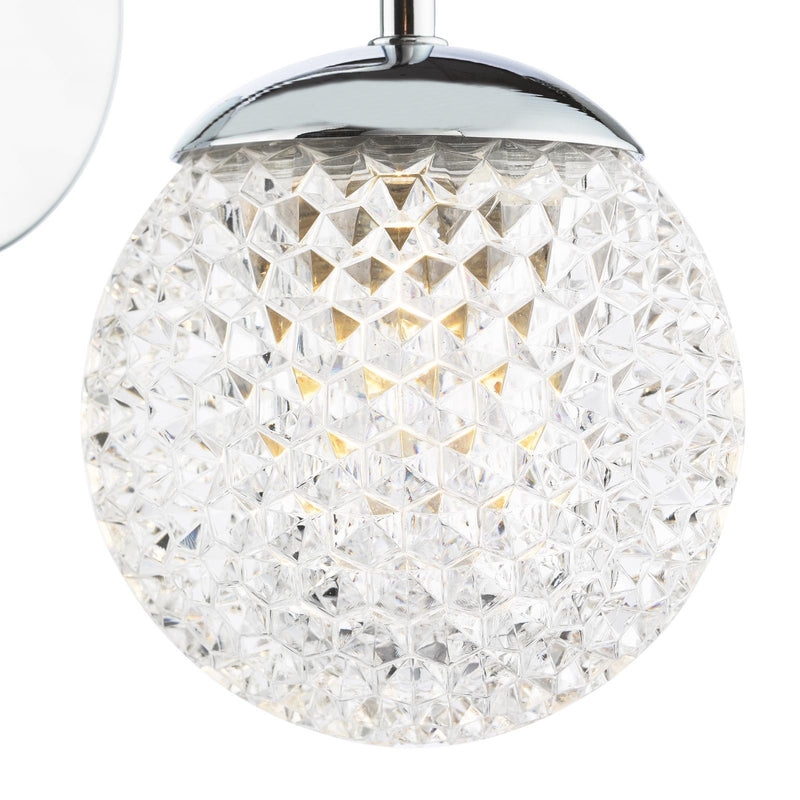 Dar Lighting Teva Wall Light Polished Chrome and Faceted Acrylic IP44 • TEV0750