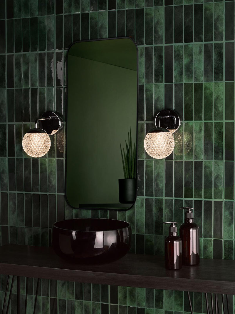 Dar Lighting Teva Wall Light Polished Chrome and Faceted Acrylic IP44 • TEV0750