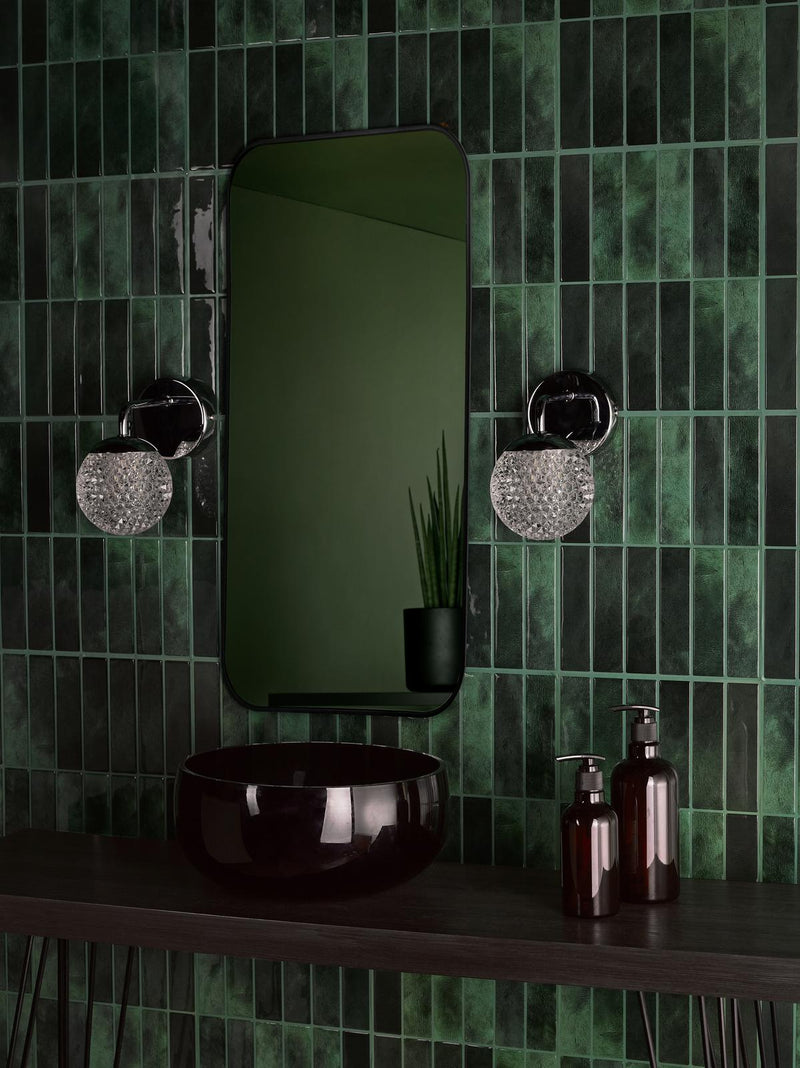 Dar Lighting Teva Wall Light Polished Chrome and Faceted Acrylic IP44 • TEV0750