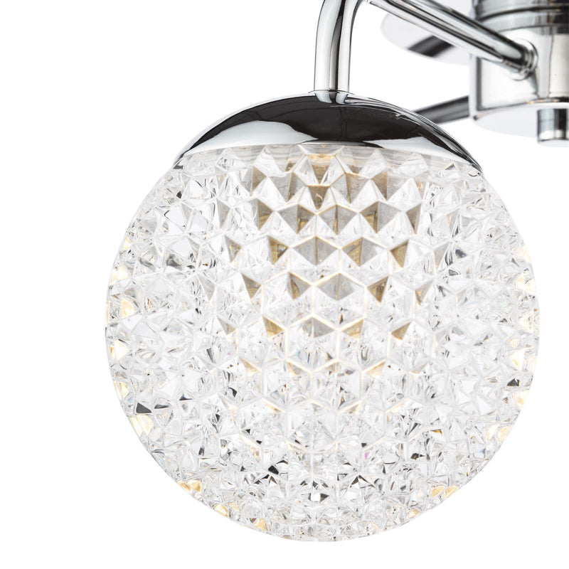 Dar Lighting Teva 3 Light Semi-Flush Polished Chrome and Faceted Acrylic IP44 • TEV5350
