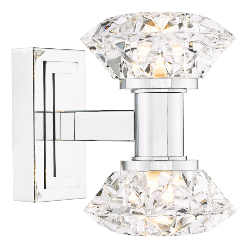 Dar Lighting Tiana 2 Light Wall Light Polished Chrome and Faceted Acrylic • TIA0950