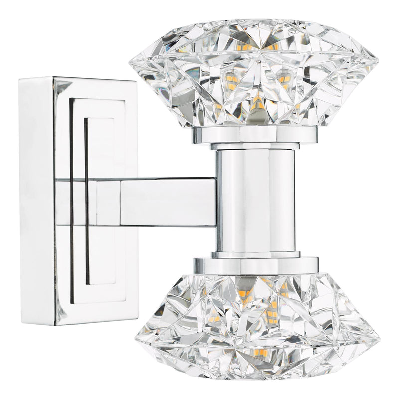 Dar Lighting Tiana 2 Light Wall Light Polished Chrome and Faceted Acrylic • TIA0950