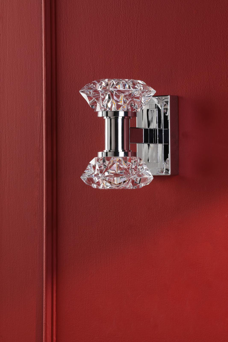 Dar Lighting Tiana 2 Light Wall Light Polished Chrome and Faceted Acrylic • TIA0950