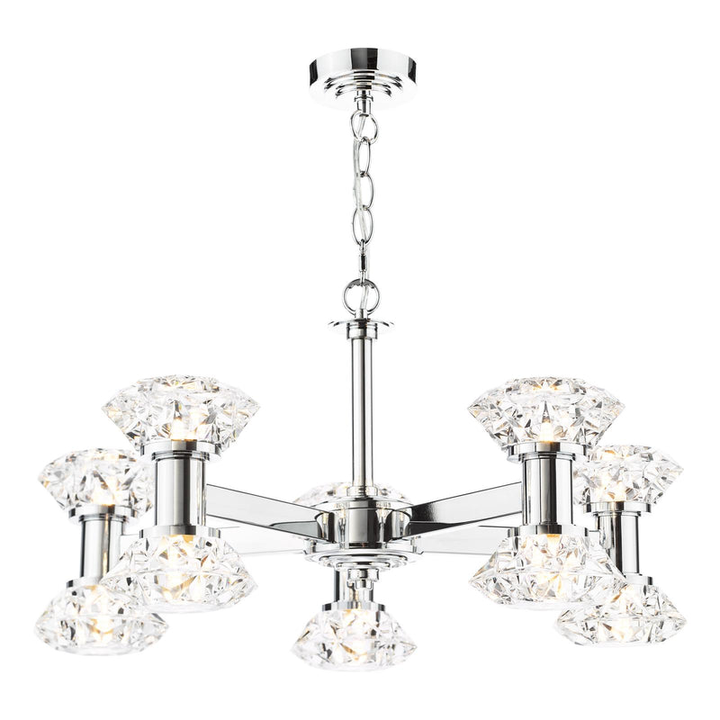 Dar Lighting Tiana 10 Light Armed Pendant Polished Chrome • TIA2350