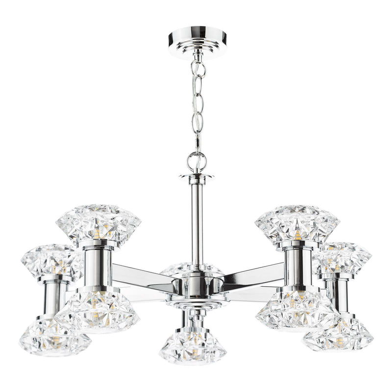Dar Lighting Tiana 10 Light Armed Pendant Polished Chrome • TIA2350