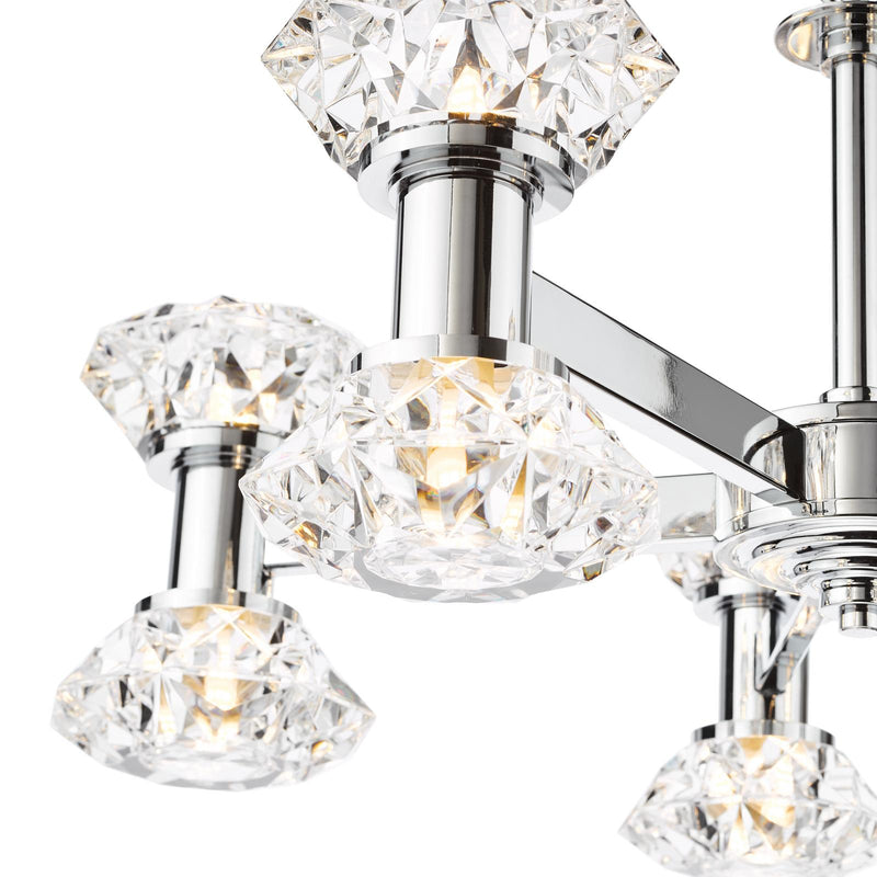 Dar Lighting Tiana 10 Light Armed Pendant Polished Chrome • TIA2350