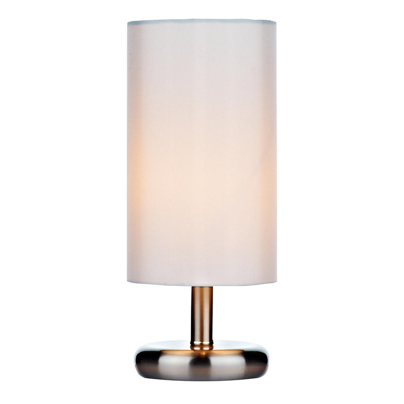 Dar Lighting Tico Touch Table Lamp Satin Chrome With Shade • TIC4133
