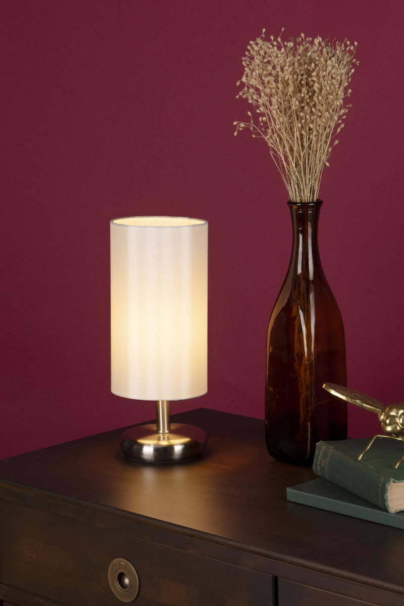 Dar Lighting Tico Touch Table Lamp Satin Chrome With Shade • TIC4133