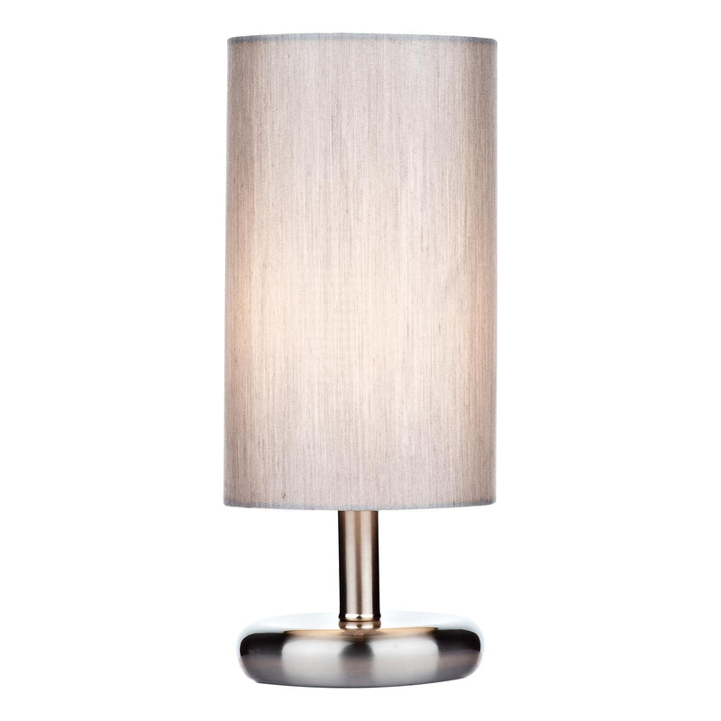 Dar Lighting Tico Touch Table Lamp Satin Chrome With Shade • TIC4139