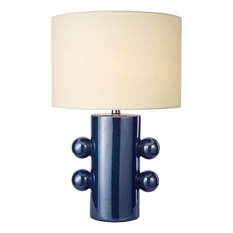 Dar Lighting Tisha Table Lamp Blue and Polished Chrome With Shade • TIS4223