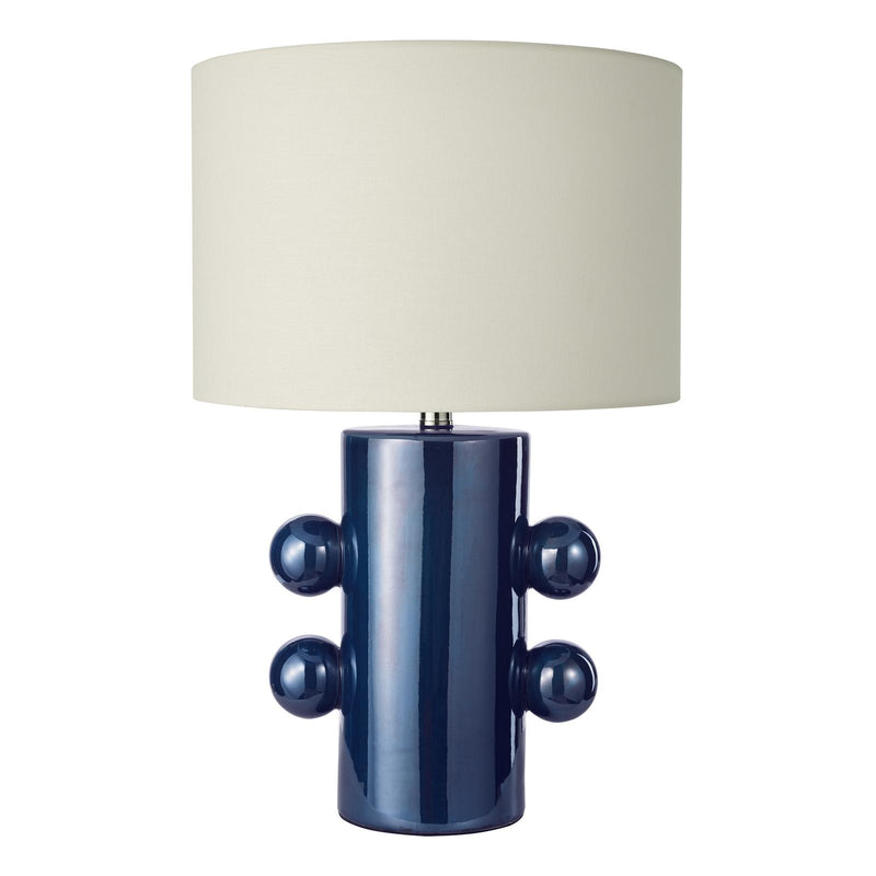 Dar Lighting Tisha Table Lamp Blue and Polished Chrome With Shade • TIS4223