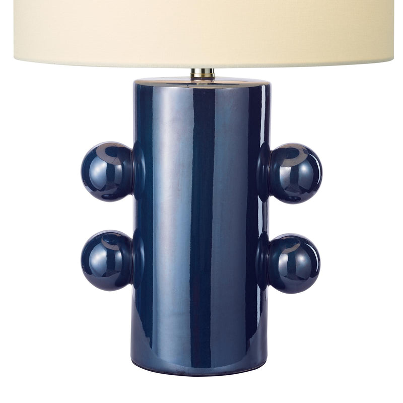 Dar Lighting Tisha Table Lamp Blue and Polished Chrome With Shade • TIS4223