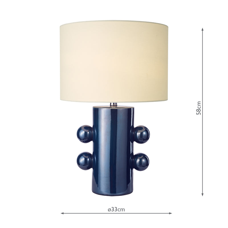 Dar Lighting Tisha Table Lamp Blue and Polished Chrome With Shade • TIS4223