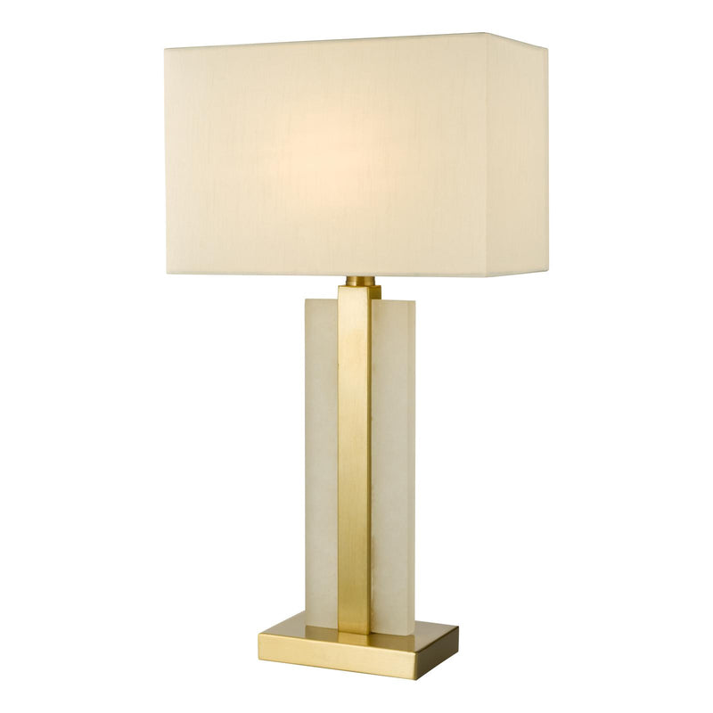 Dar Lighting Tokori Table Lamp Alabaster and Brushed Gold With Shade • TOK4234