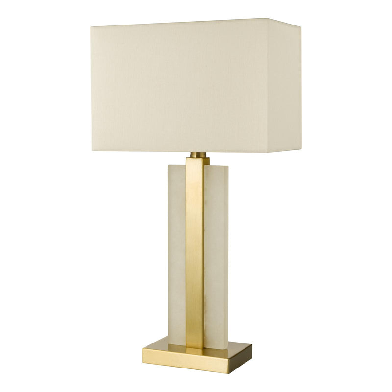 Dar Lighting Tokori Table Lamp Alabaster and Brushed Gold With Shade • TOK4234