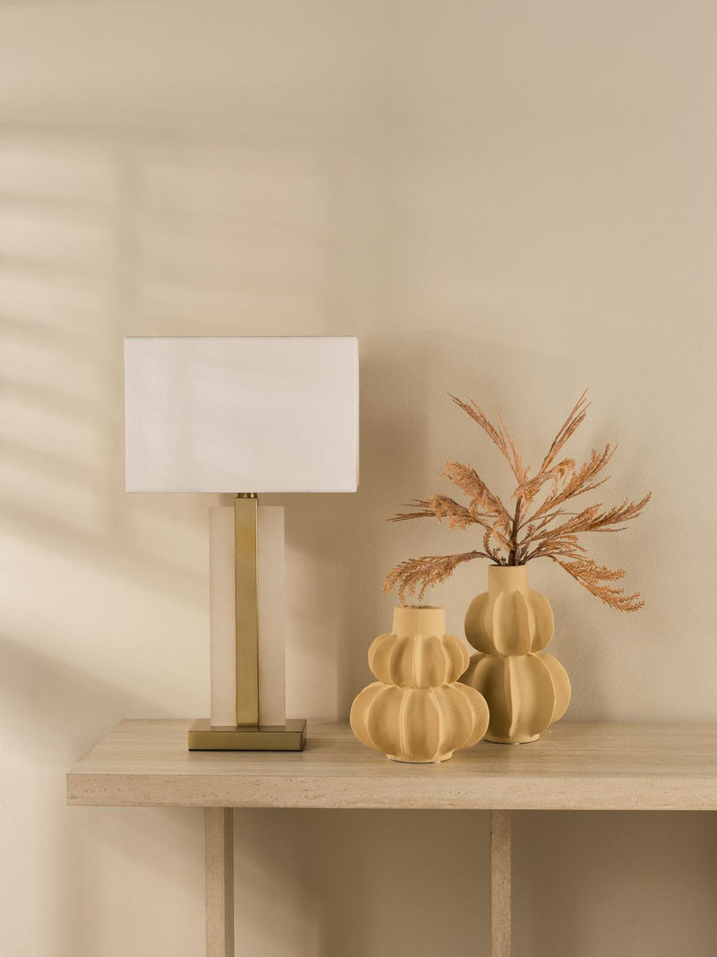 Dar Lighting Tokori Table Lamp Alabaster and Brushed Gold With Shade • TOK4234